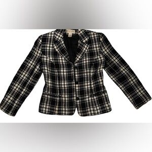 Casual Corner Black & White Plaid Tailored Blazer + Skirt